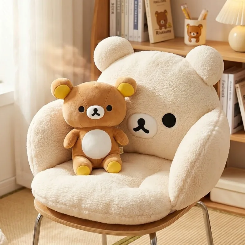 2025 New Rilakkuma Plush Bolster Thickened Winter All-in-one Seat Cushion For Students Chairs Tatami Mat Warmth Cushion