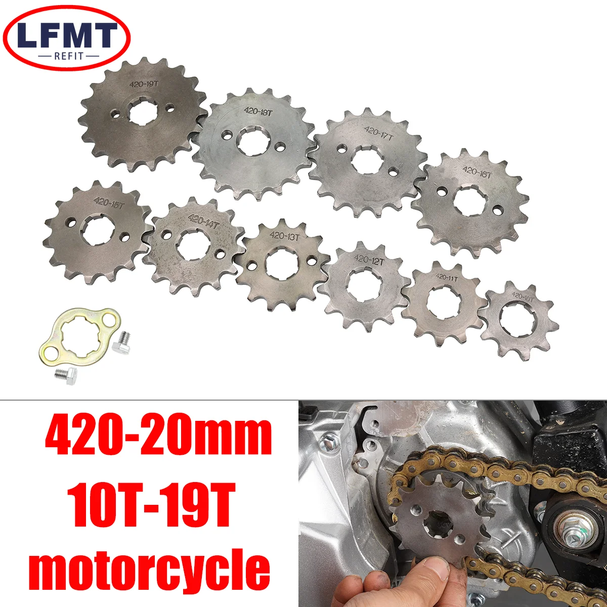 

For Dirt Pit Bike Monkey Dax Go Kart ATV Quad Motorcycle 10 11 12 13 14 15 16 17 18 19 Teeth 420# 20mm Front Engine Sprocket