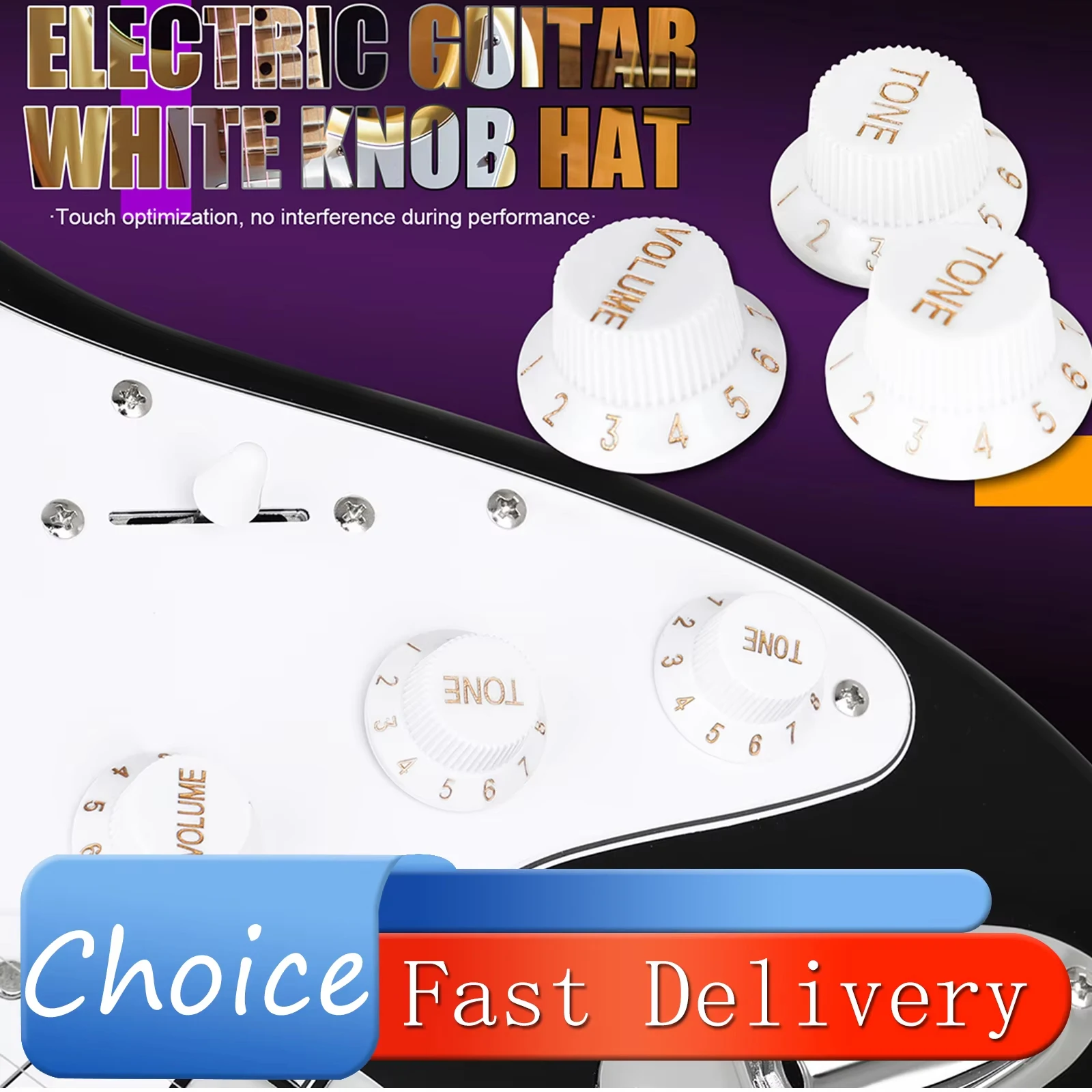 IRIN White ABS Electric Guitar Control Knobs 1 Volume + 2 Tone Knobs Set for ST Strat Electric Guitar Replacement Accessories