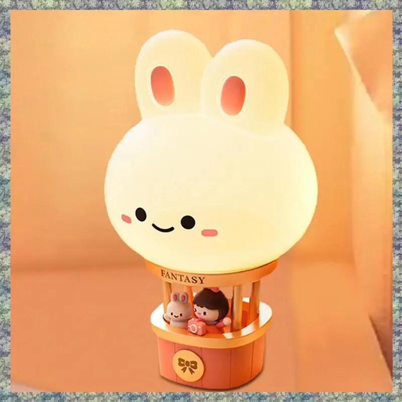 

WON Nursery Nightlight Cartoon Bunny Hot Air Balloon Desk Night Light Tabletop Ornaments Home Novelty Lighting Animal Statue