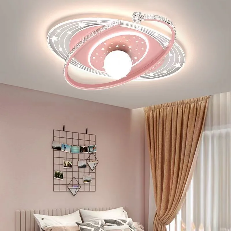 Modern Bedroom Ceiling Lamp Planet Ball Space Star Led Ceiling Lights Children Room Chandelier Kids Girl Nursery Pink Deco Lamps