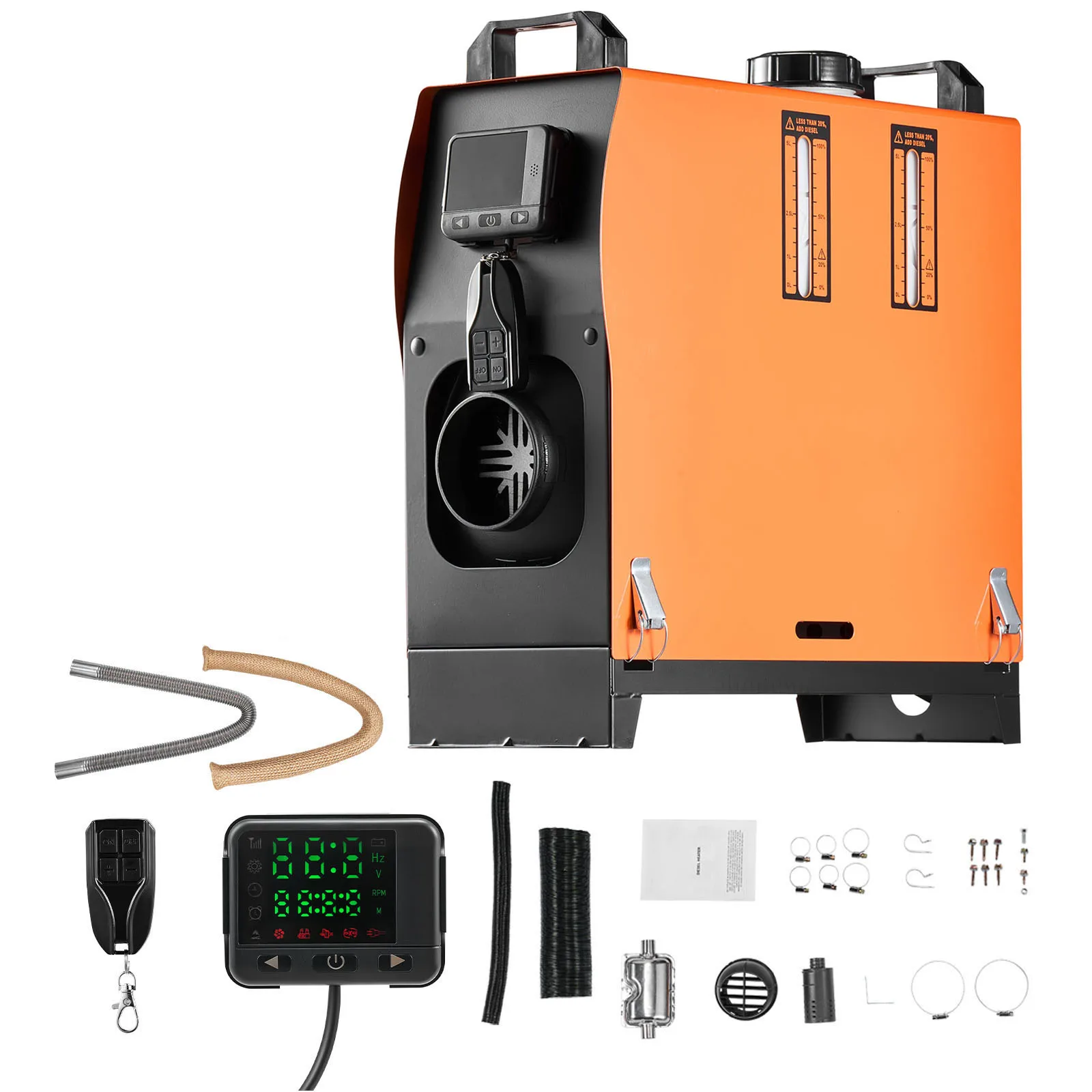 SucceBuy Calentador de aire diésel de 8KW DC12-24V Calentador de estacionamiento con pantalla digital de control remoto Anuncio de voz de bajo ruido para RV