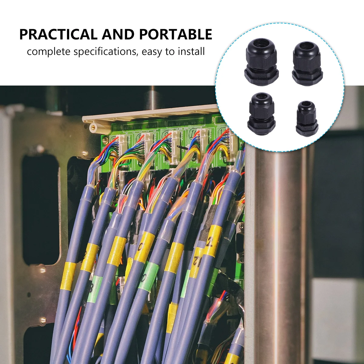 

50 pcs Waterproof Cable Gland Black Nylon Dustproof Cable Connectors Lock Nut Gasket Adjustable Clamping Range Electrical