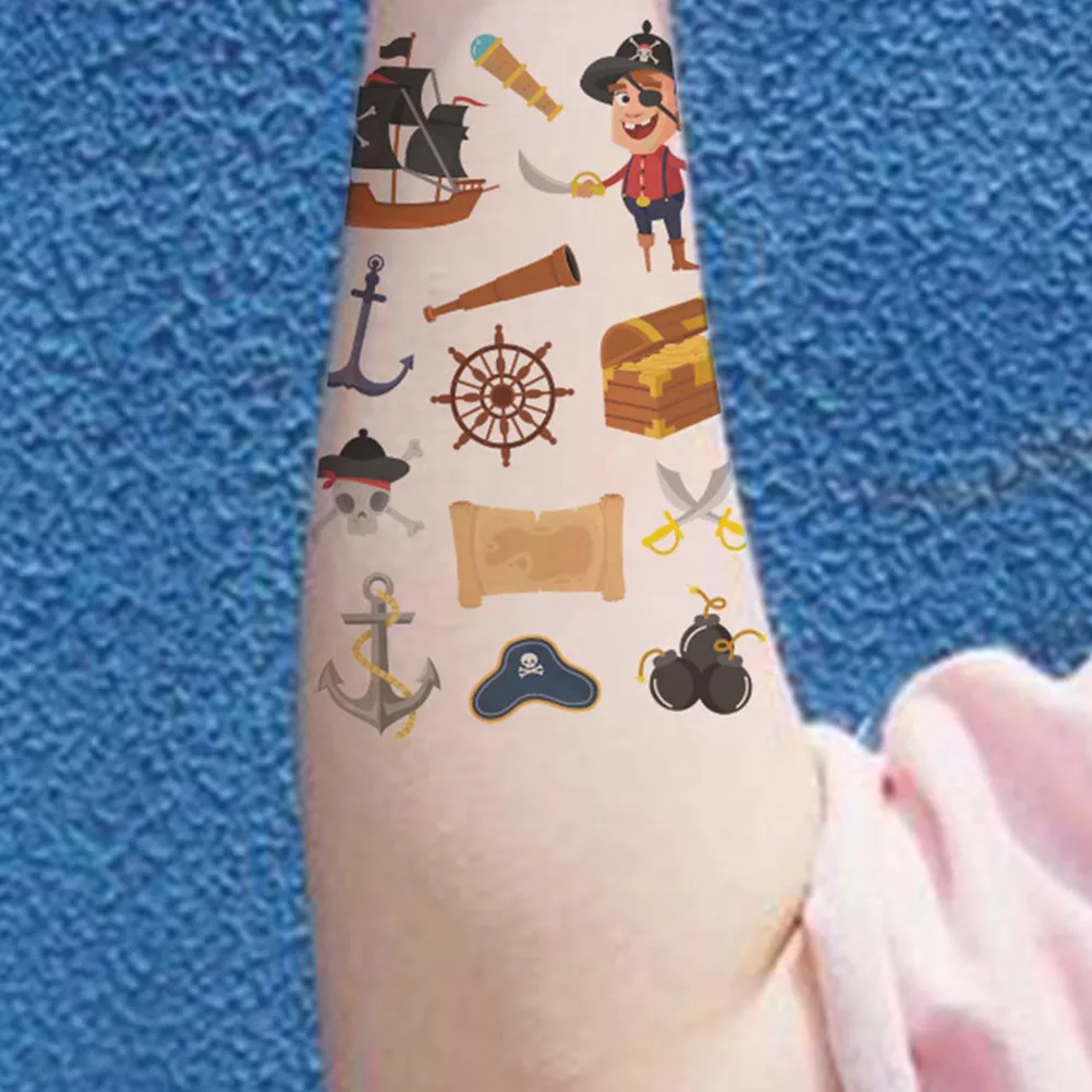 

24pcs Temporary Tattoos Pirate Sticker Waterproof Cartoon Mermaid Party Favors Safe Eco Friendly Body Art