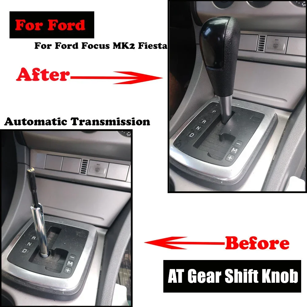 Auto Parts Leather Automatic Gear Shift Knob Lever Shifter For Ford Focus MK2 Fiesta 2005-2012 Car Accessories
