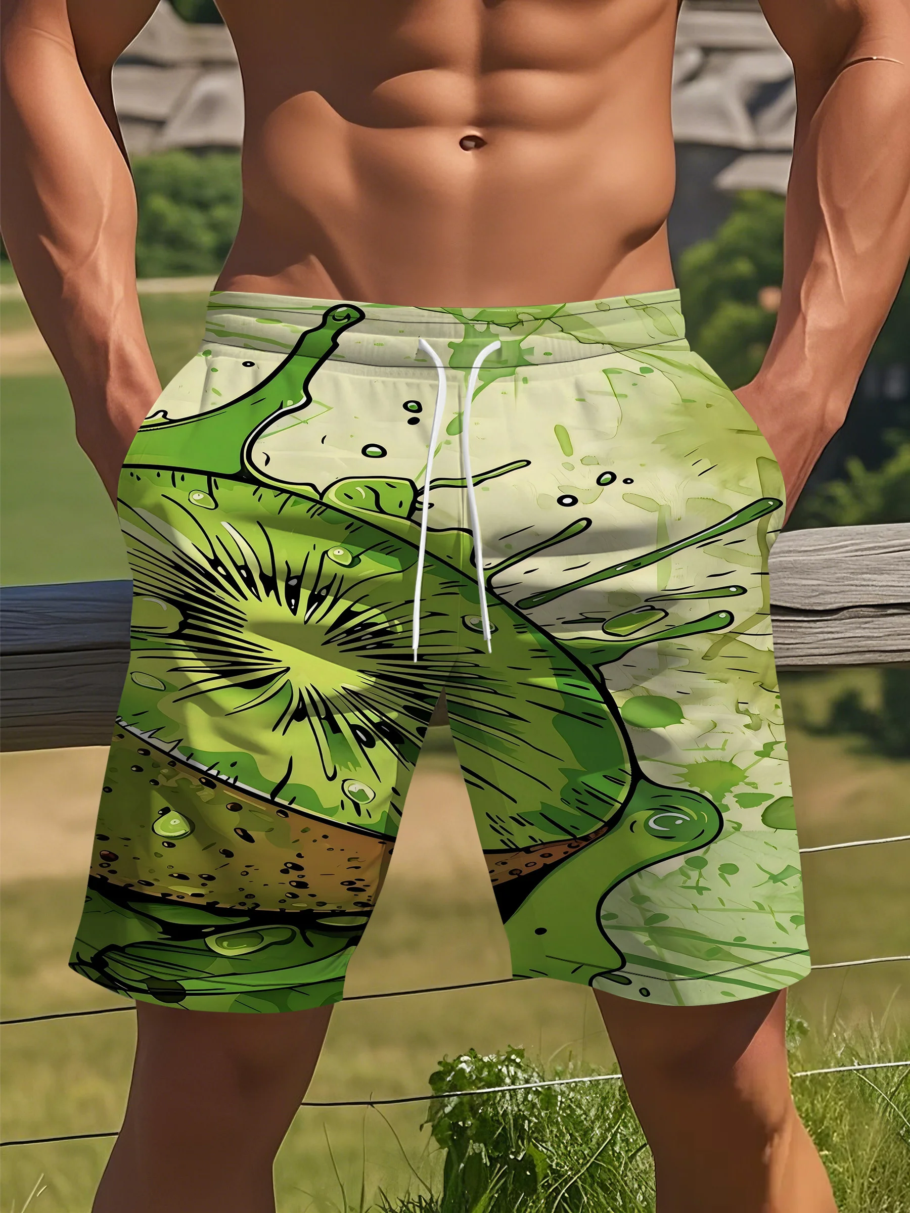 

Mens Wolf Moon Mountain Print Quick Dry Drawstring Waist Beach Shorts Swim Trunk 2026
