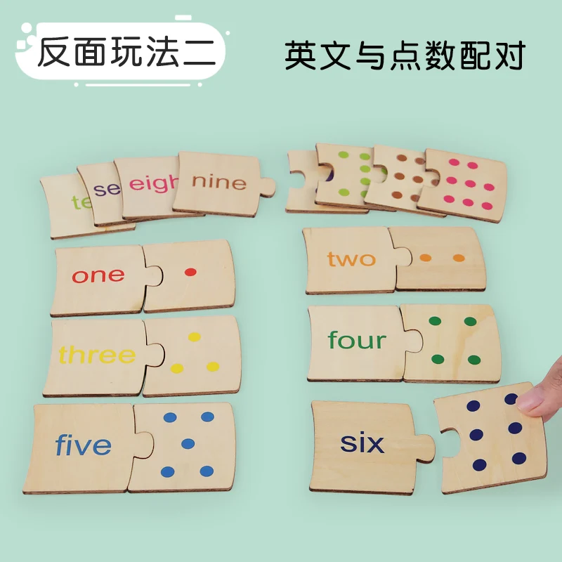 Wooden Number Matching Puzze Toys Montessori Early Education Digital Pattern Thicken Blocks Game for Baby Festival Gift Toy