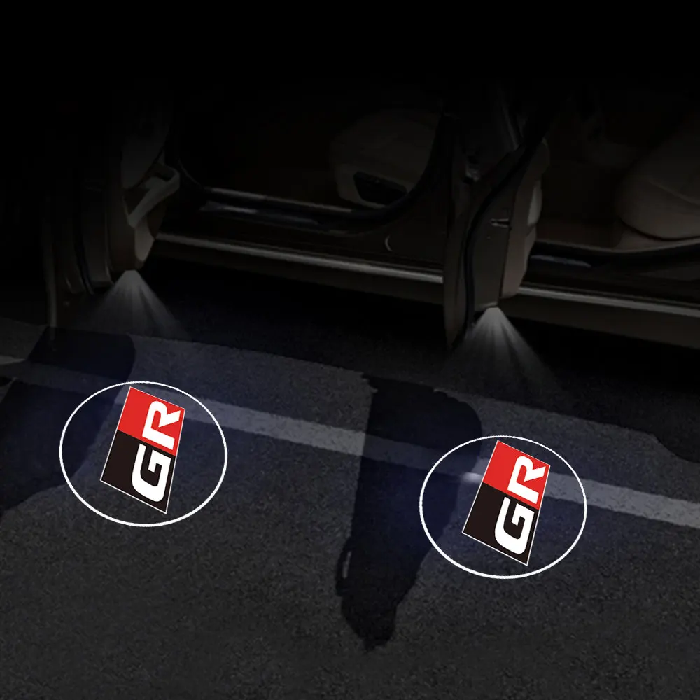 1/2 قطعة باب السيارة شعار ضوء ترحيب مصباح اكسسوارات السيارات لتويوتا C-HR GR الرياضة فيوس Izoa يارس بريوس أفينسيس TRD كورولا Aygo