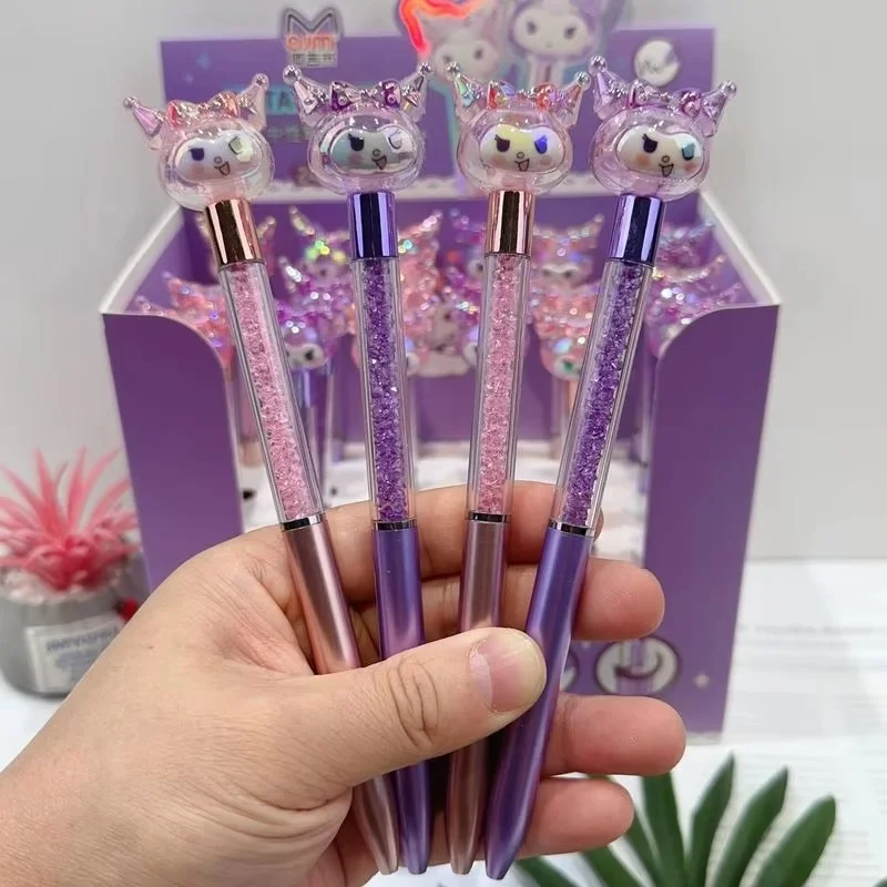 24pcs Sanrio Cartoon Kurome Colorful Crystal Gel Pen Animation Shiny Diamond High Value Signature Pen Student Stationery Gift