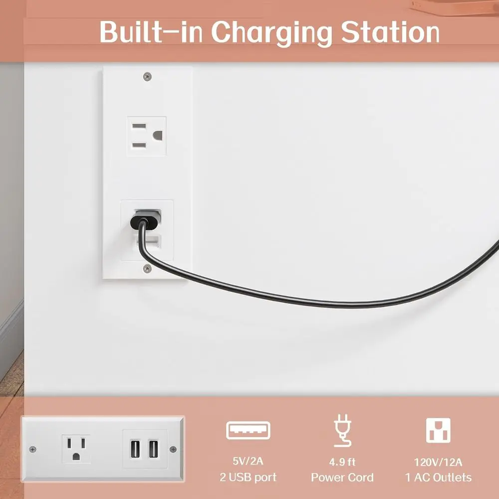 White LED Makeup Vanity Desk with 3-Color Light, 2 Drawers, 6 Shelves, and Chair