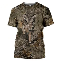 Deer Hare Jagd Camoufalge T Shirt Männer 3D Camo Wildschwein Kaninchen Hunter Druck T-Shirt Frauen Kleidung Lustige Kinder Kurzarm