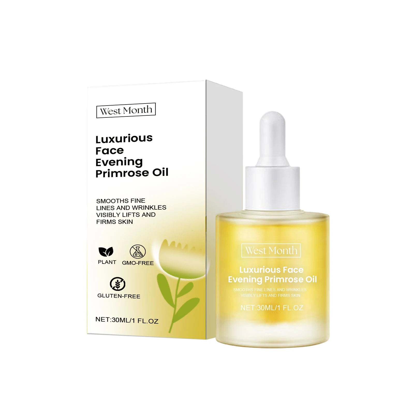 Evening Primrose Essential Oil, Moisturizing, Anti-Wrinkle Firming, Light Pattern Hydrating and Nourishing Facial Serum