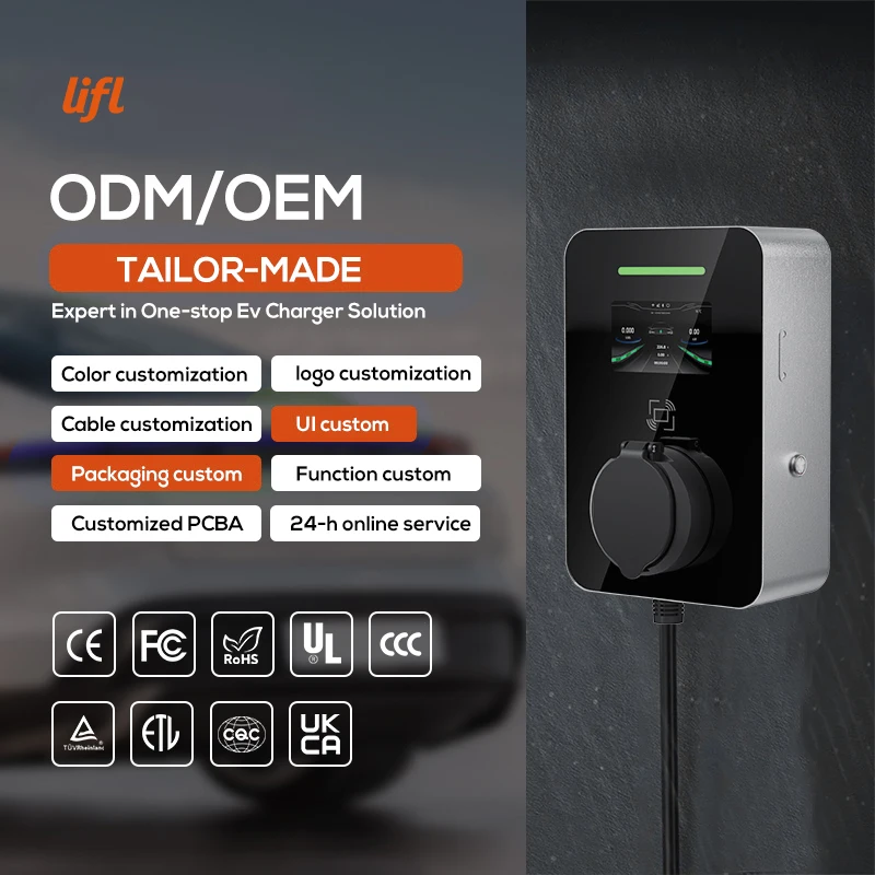 Lifl GBT 7KW 32A Electric Vehicle Wall Charger Fast Charging Station for Electric Cars Wall-Mounted EV Charging Station
