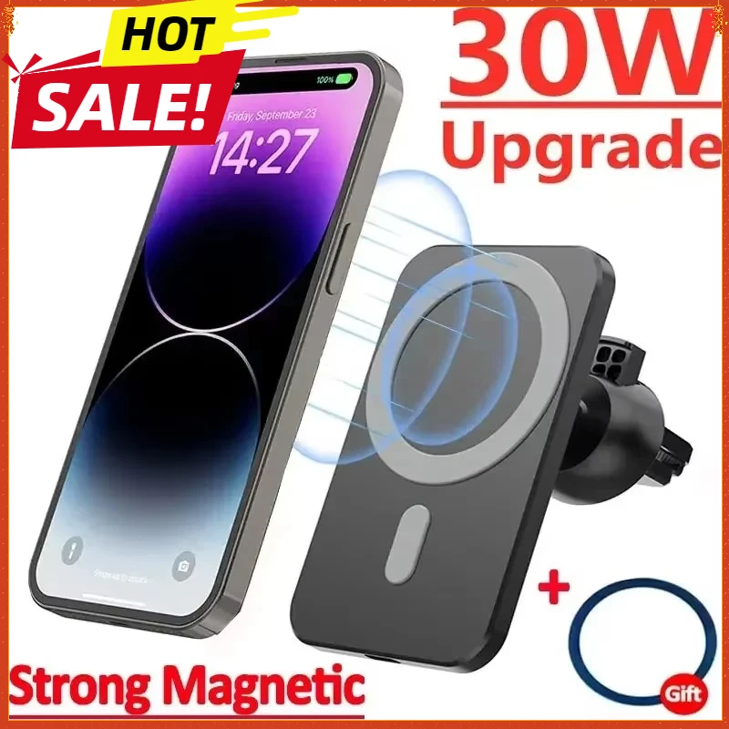 

Магнитное автомобильное зарядное устройство 30 Вт, Magsafe для IPhone 17/16/15/14/13/12 Pro Max Mini, держатель для быстрой зарядки AONEZ