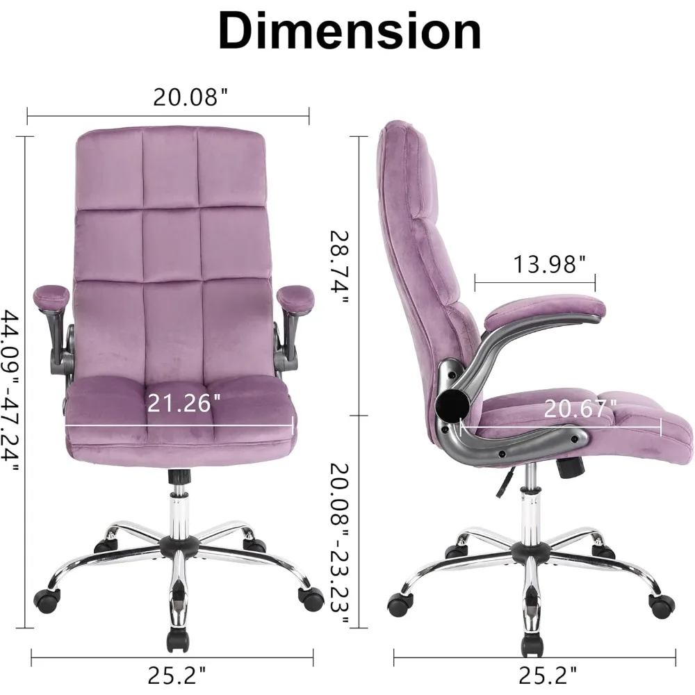 كراسي مكتب تنفيذية مع مساند للذراعين قابلة للطي، كرسي مكتب مريح من القماش على عجلات للنساء، ارتفاع قابل للتعديل، مكتب منزلي #3