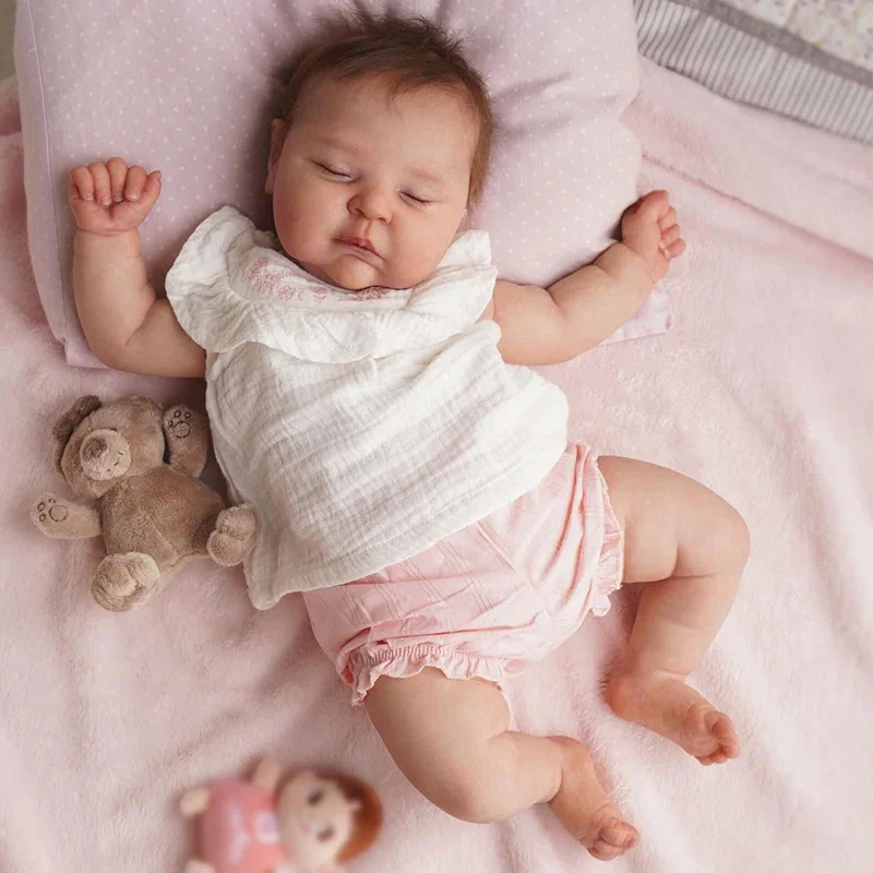 

48cm Reborn Doll Peaches Lifelike Soft Cuddly Body 3D Painted Skin Multiple Layers with Visible Veins Muñecas Reborn