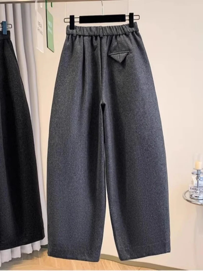Wollhose für Damen, Winter, 2022, Herbst, Frühling, große Größe, neuer Artikel, graue Hose mit geradem Bein, W1302