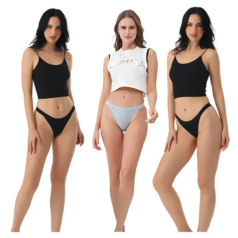 Ropa interior de algodón puro para mujer, bragas sexis de cintura baja de una pieza, tangas de Bikini finas simples para mujer