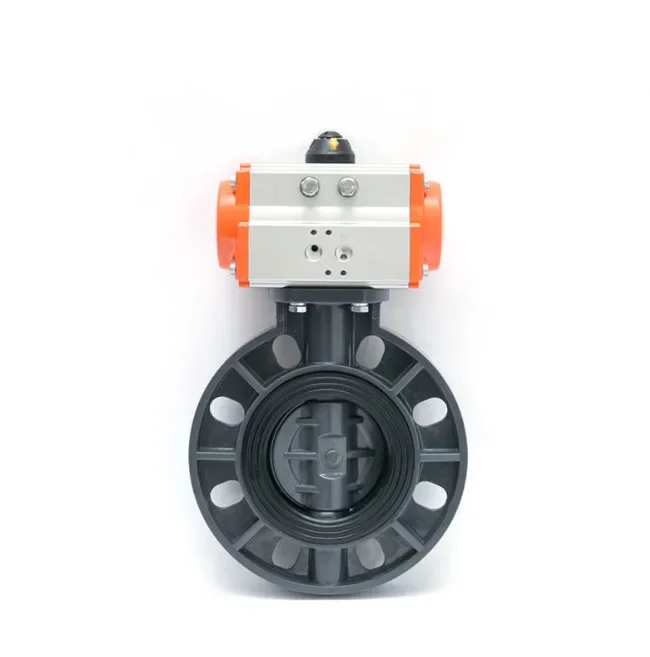 Single Acting Pneumatic wafer upvc pvc Butterfly Valve 90 degree rotary