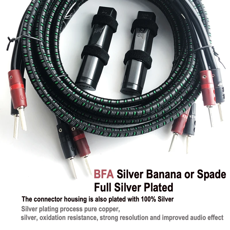 New Audio Rocket 88 Speaker Cable Perfect Pure Copper BFA Silver Banana Spade Plug Detachable Combination HiEnd (A Pair)