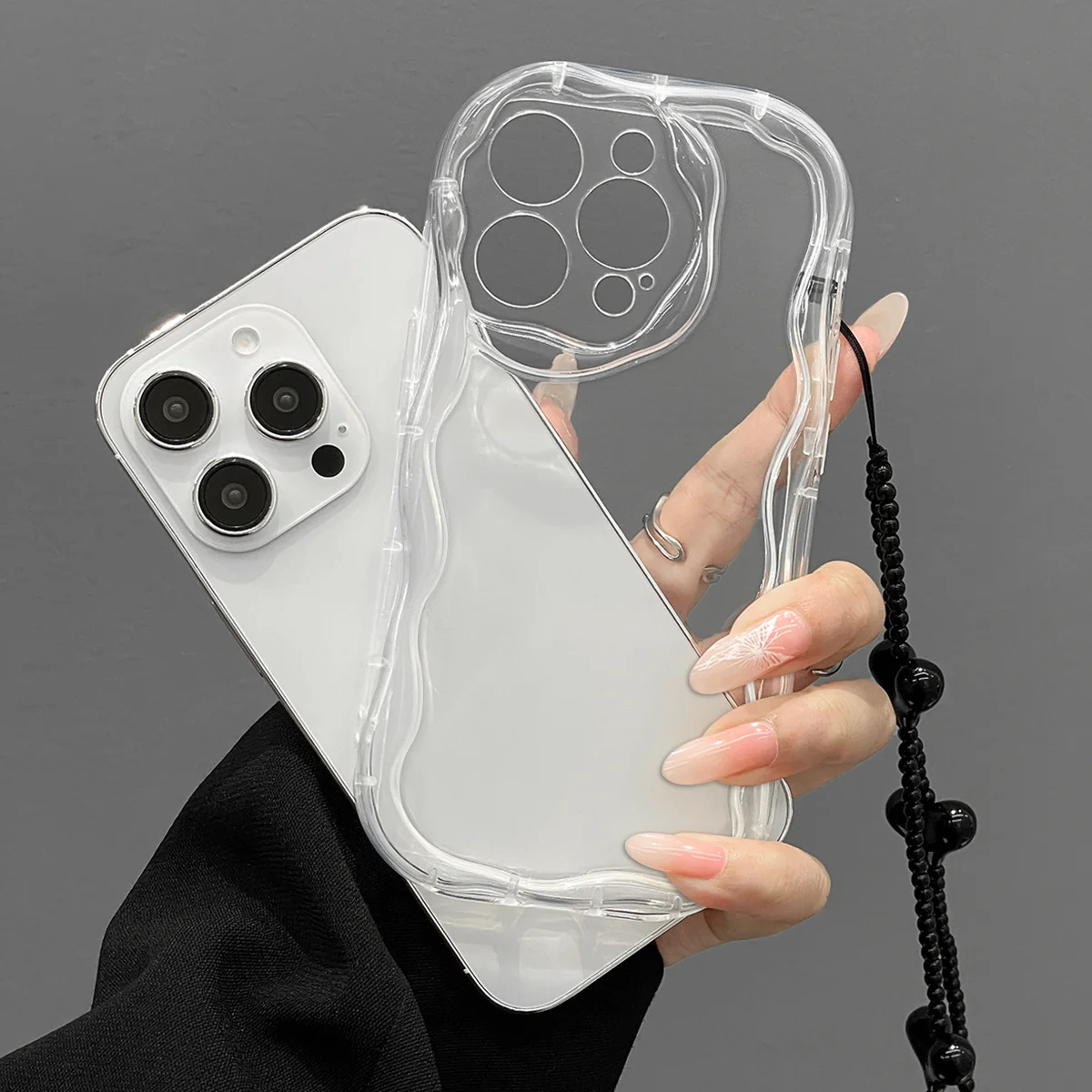 Luxuriöse Transparente Handyhülle für iPhone 17 15 13 11 12 14 16 17 Pro Max Plus 17 Hüllen mit Liebes-Lanyard und Linsenschutz aus Silikon – Detail 4