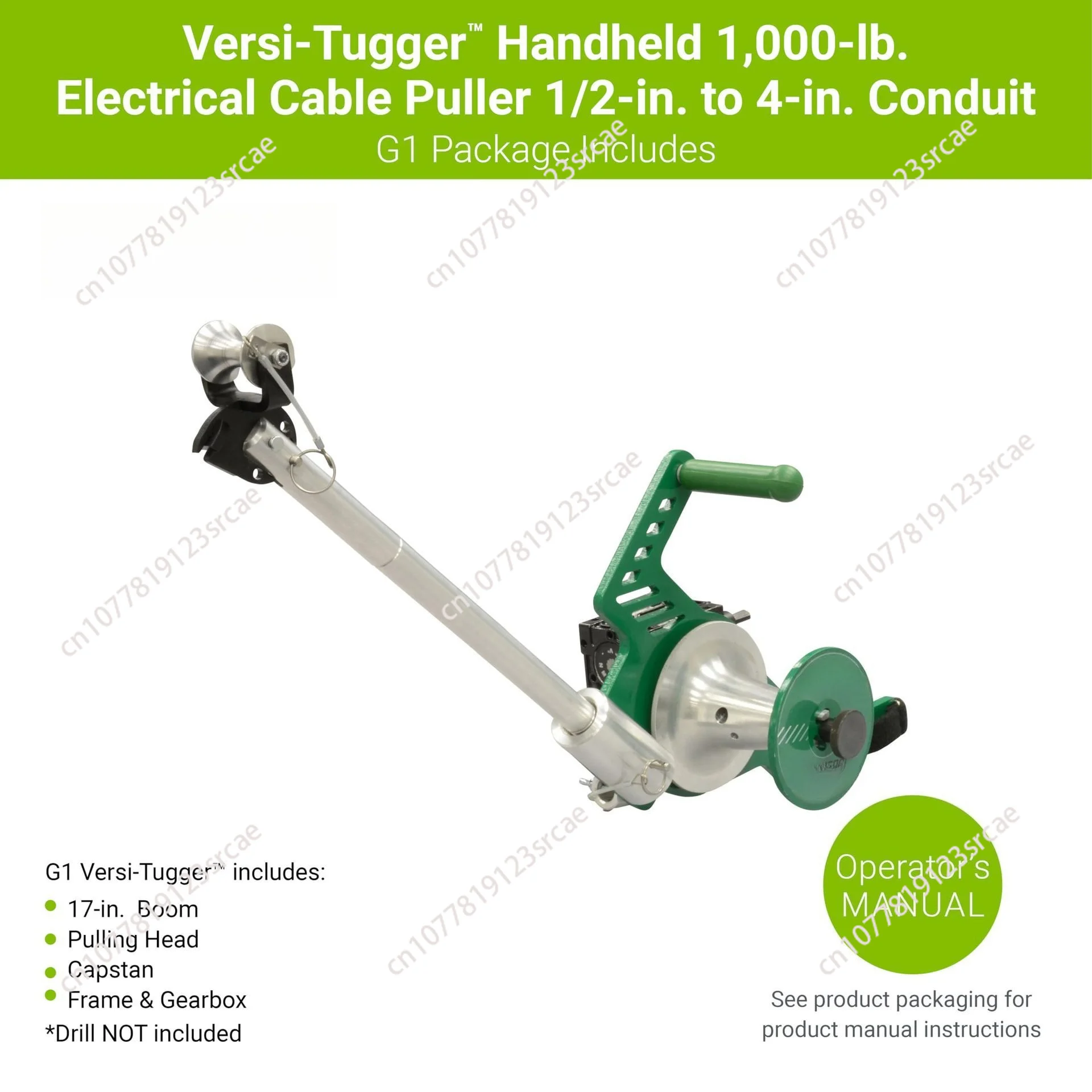 Handheld 1,000-pound cable puller, 1/2 - 4 inches