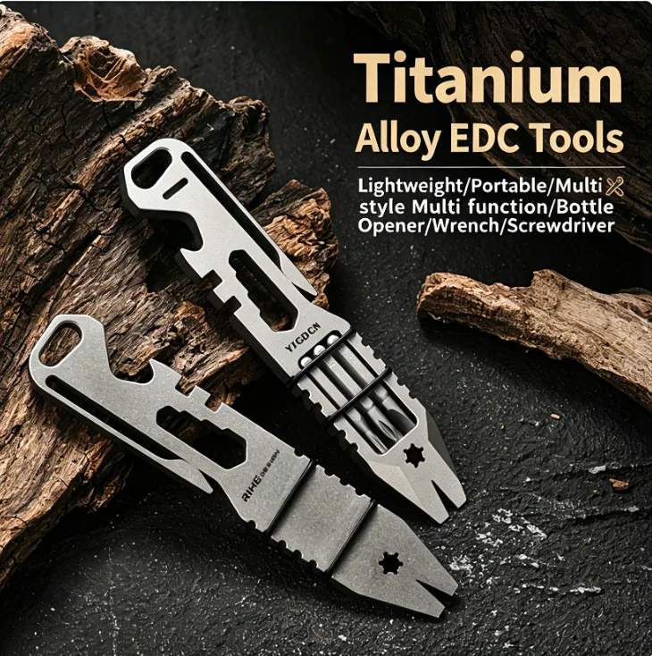 EDC Titanium Alloy Crowbar Pry Bar Bottle Opener Wrench Tools Hand Outdoor Camping Gear EDC Multifunction Tools Gift Collection