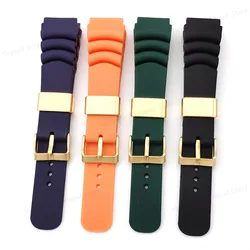 20mm 22mm Silicone Watch Band for seiko Diving 007 for Rolex Band Abalone Canned PU Sport Watch Strap Gold Ring Meatl Clasp