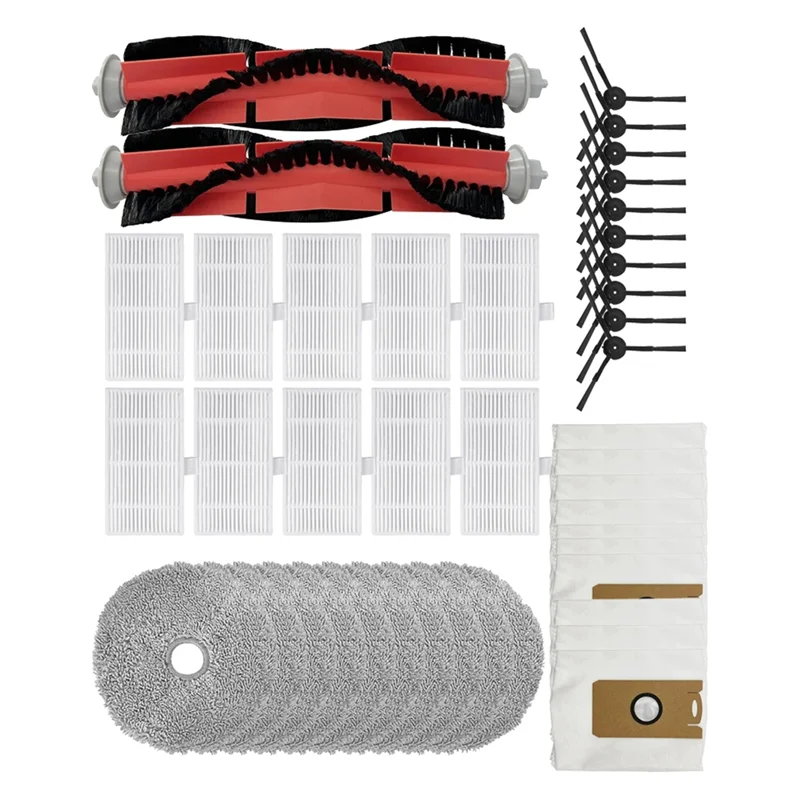 Kit d'accessoires de remplacement pour aspirateur A74G-MC1, 42 pièces, pour brosse principale Ultenic, brosse latérale, filtre HEPA, sac à poussière, chiffons de vadrouille