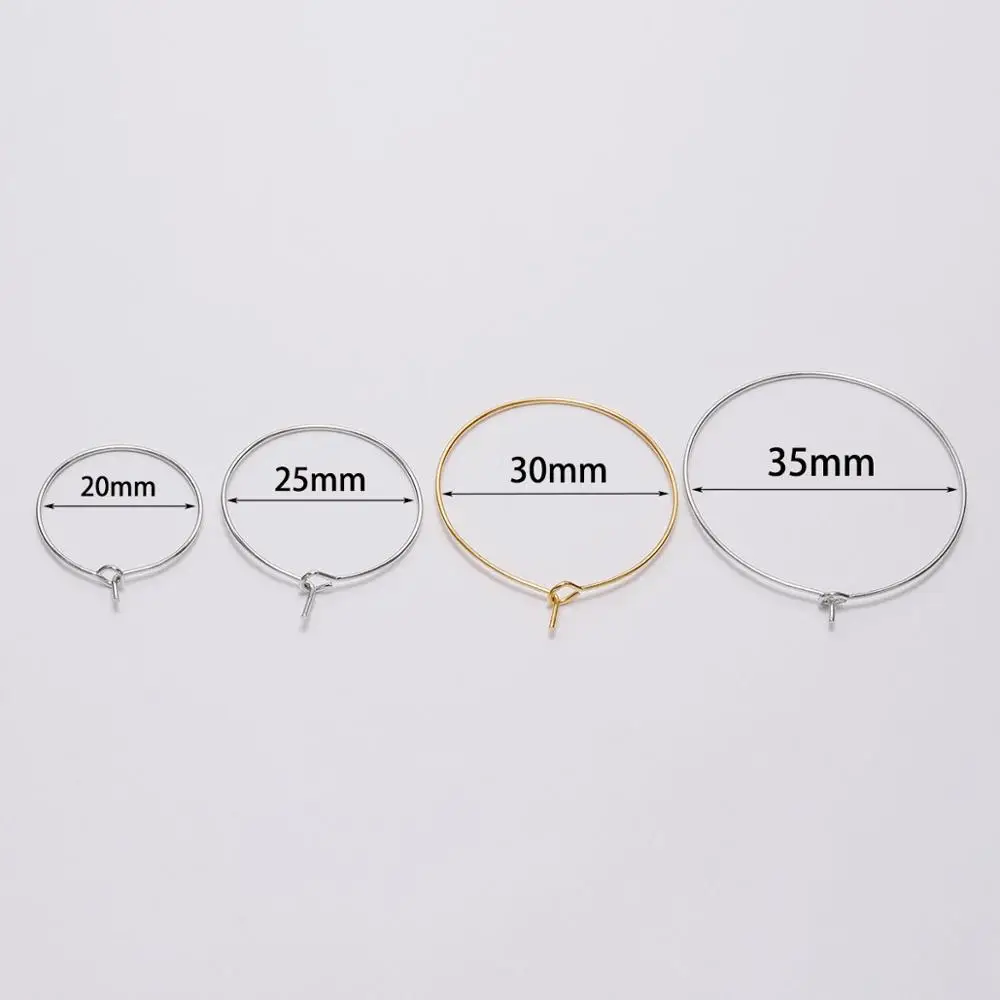 50pcs 20/25/30/35mm Copper Gold Rhodium Plated Big Circle Wire Hoops Earrings Loop For DIY Jewelry Findings Supplies Accessories