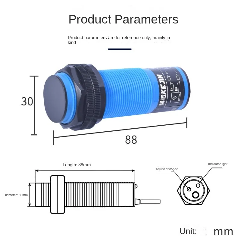 Material Level Sensing Proximity Switch 220v Two Wire Normally Closed 30mm Capacitive M30 Probe