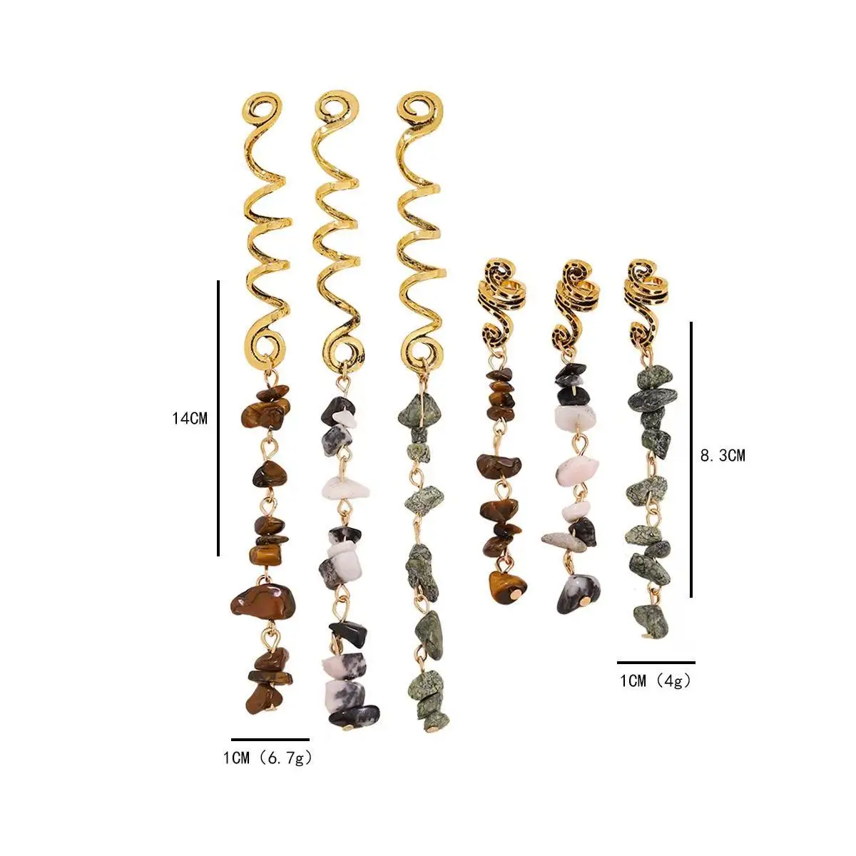 8PCS Viking Snake-Shape Retro Pendant Dreads Hair Rings Ancient Norse Style Beadings for Fashion Accessories view 2