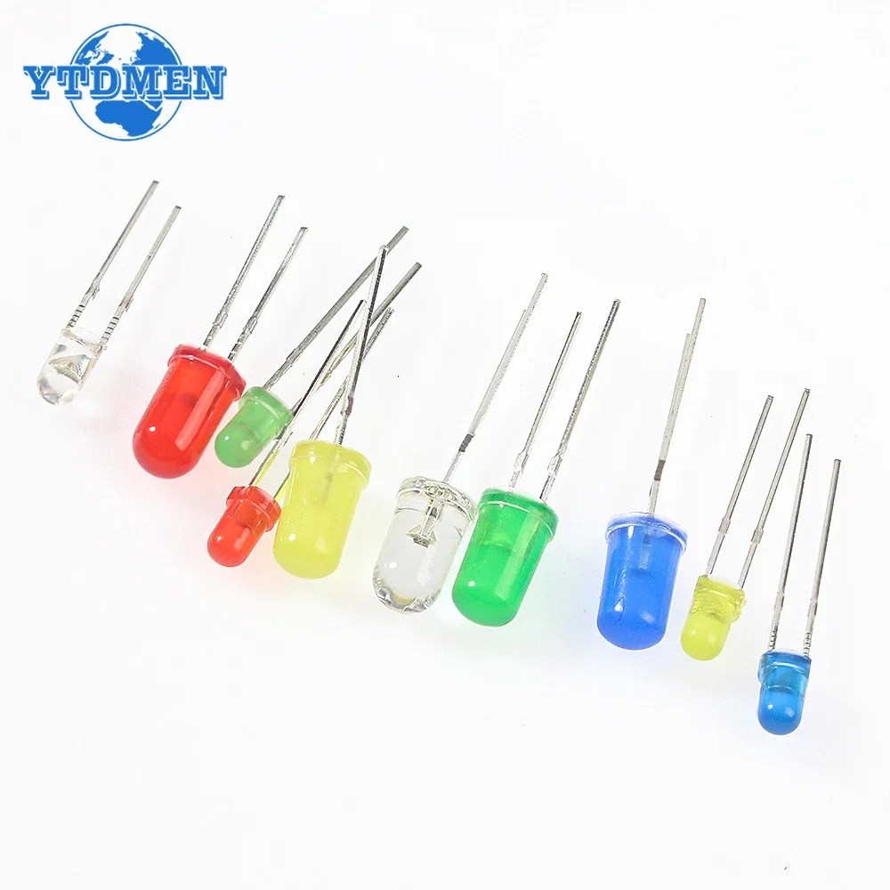 200pcs 5 Colors 3MM + 5MM Light Emitting Diode Electronic Kit Box F3 F5 LED Diode Various Kits White Green Red Blue Yellow DIY