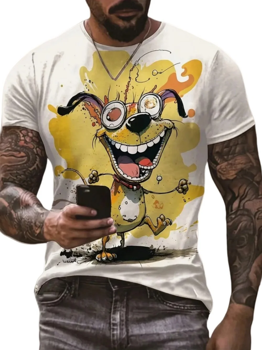 Cartoon 3D Print Funny Animal Graphic T-Shirts Summer O-Neck Short Sleeve Tops Casual Loose Men T-Shirt Harajuku Men\'s Clothing