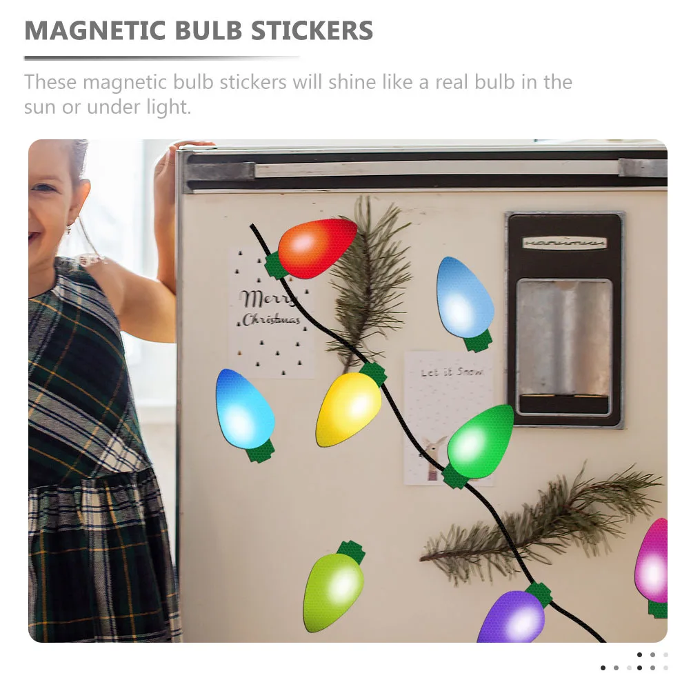 

1 Set Of Magnetic Reflective Stickers Bulb Shape For Car Christmas Lights Exterior Auto Decor Magnetic Christmas Lights For Cars