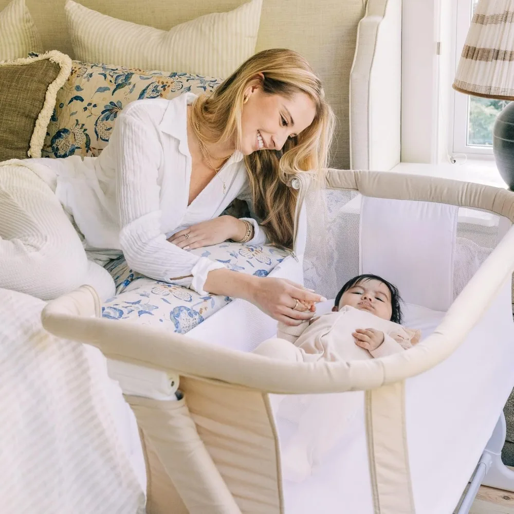 Bassinet  Bedside Sleeper  Baby Bassinet   6-Position Height Adjustment  Organic Oat