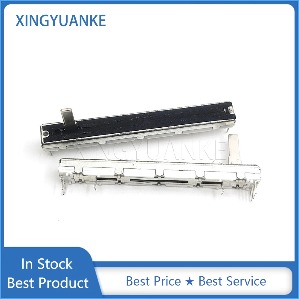 3PCS 75MM Dual Channel Mixer Fader B10K B103 With Bracket 7.5CM Straight Slide Potentiometer 6Pins Handle Length 15MM White