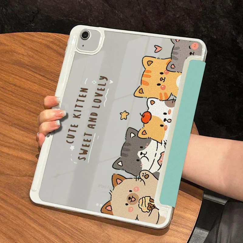 Cute Kitten Simple Tri-fold Funda per IPad 10.2 8th 9th Gen Air 4/5 10.9 Pro 11 2nd 3rd 4th Ipad Mini6 8.3 2018 9.7 5/6th Case