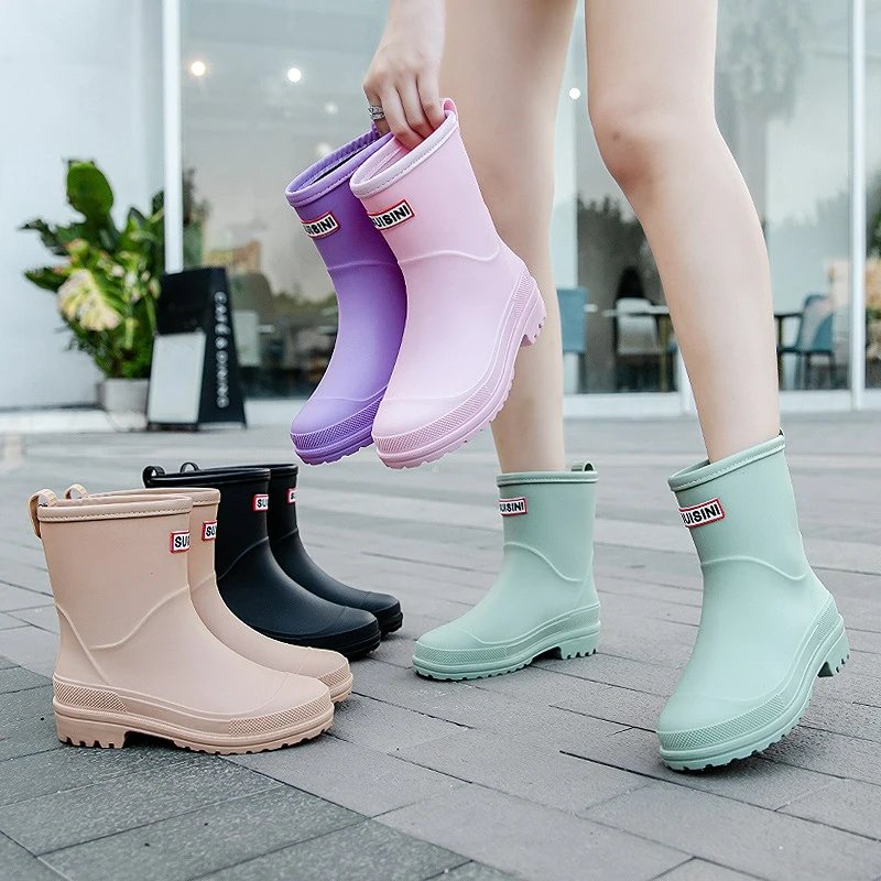 Water Boots Woman Waterproof Work Ankle Rubber Boots Female Comfort Garden Galoshes Fishing Rain Shoes Footwear Sapato Chuva