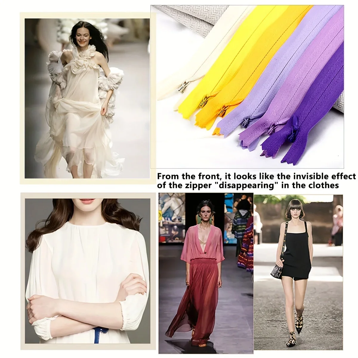 5 pcs 50cm Invisible zippers - various colors, suitable for premium hidden zipper dresses, pants, shirts, pockets, etc