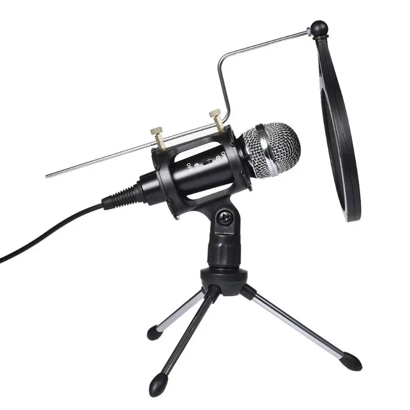 1Set Usb Computer Microfoon Telefoon Condensator Mic Met Akoestische Filter Stand Houder Voor Uitzending Podcasting Online Chatten