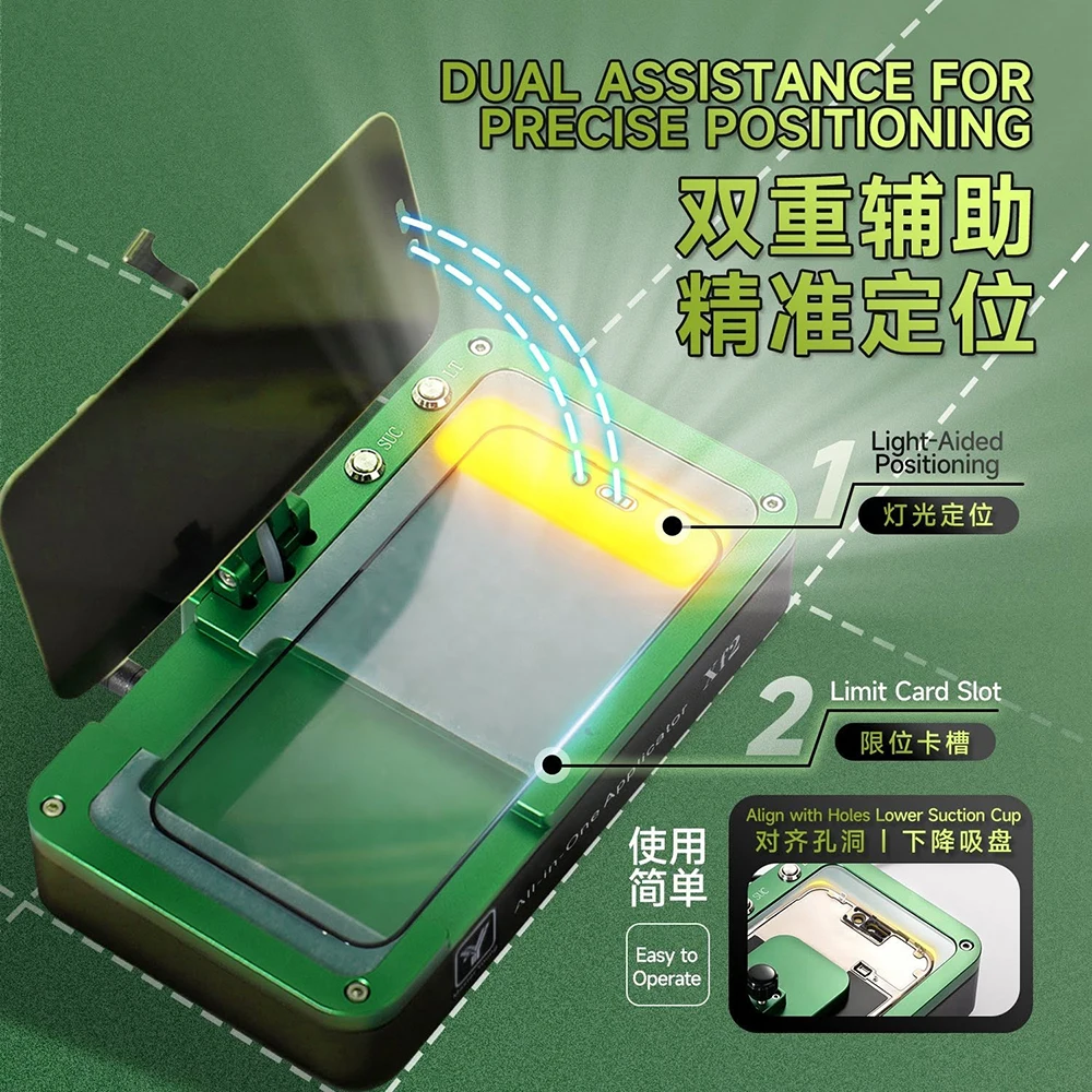 Master Young XF2 Universal Phone Applicator Stable Suction with Light Aided Positioning Limit Card Slot for Phone Screen Repair