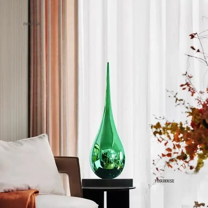 #Sleek Water Drop Sculpture Fiberglass Modern Floor Decor for Club Sales Office Shopping Mall Window Home TV Cabinet Interior ZZ