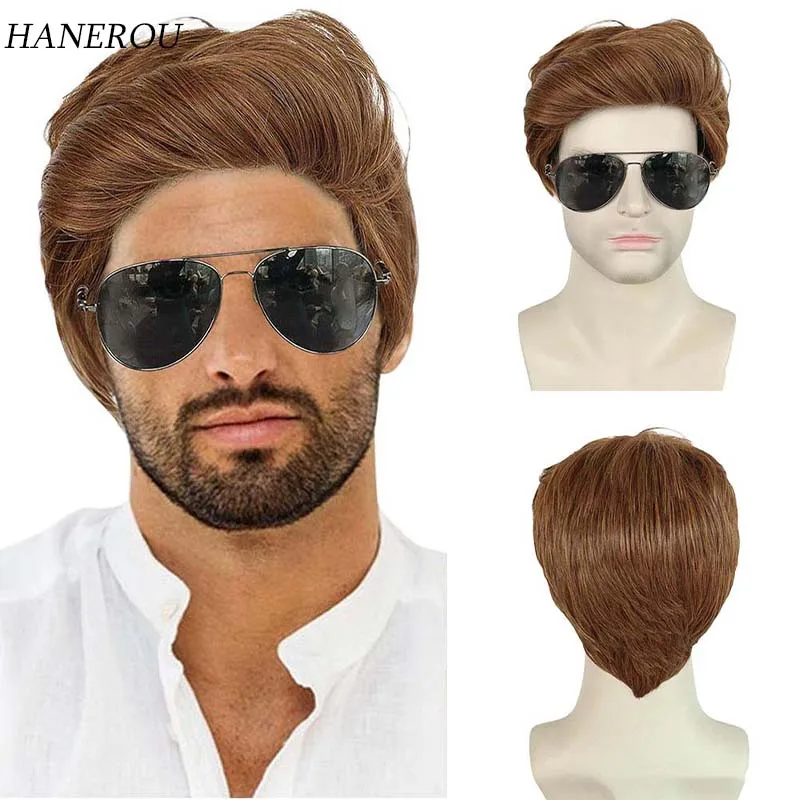 

Synthetic Short Wig Brown False Hair Daily Party Cosplay Wigs for Man Boy High Temperature Fiber Breathable Wig