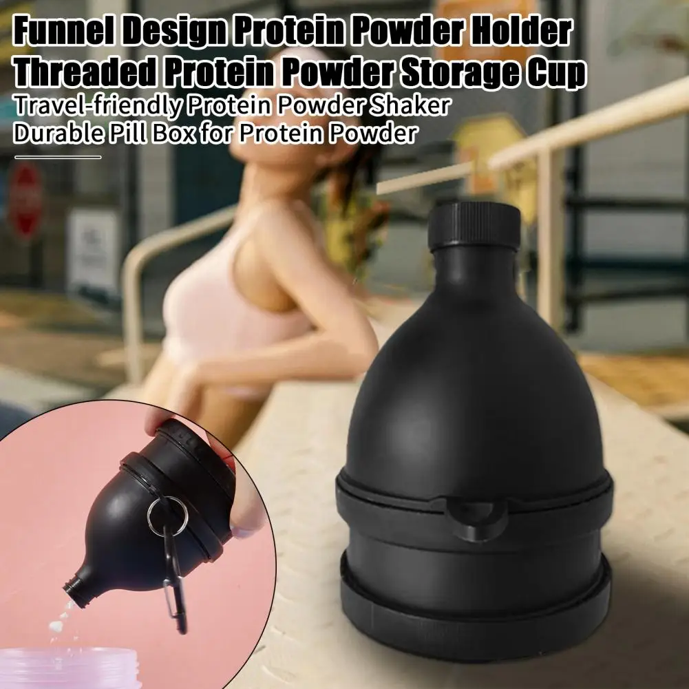 Protein Powder Cup Pill Box 70ml Leakproof Protein Powder Container Funnel Design Portable Supplement Cup For Workout Travel