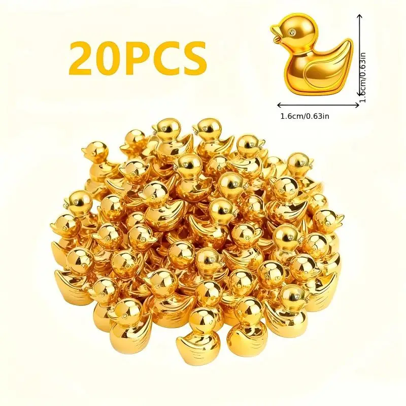 20pcs Mini Patinhos Dourados, Estátuas de Patinhos Amarelos em Resina, Patinhos Soltos, Artesanato, Decoração para Casa de Bonecas, Cenário de Jardim de Fadas