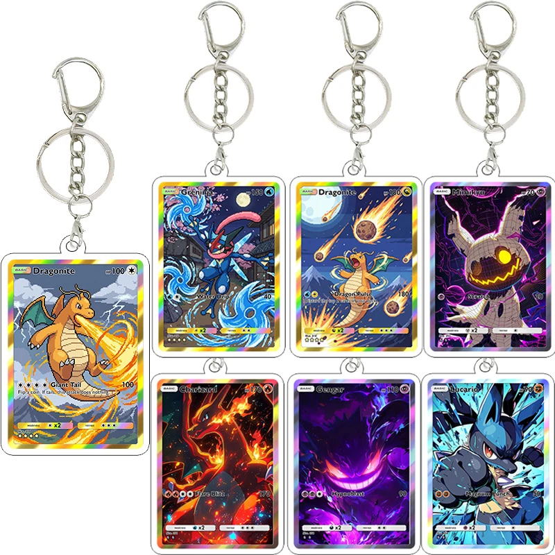 

Anime Pocket Acrylic Keychain Figure Cartoon Lucario Charizard Blastoise Game Collection Charm Toy Accessories Bag Pendant Gifts