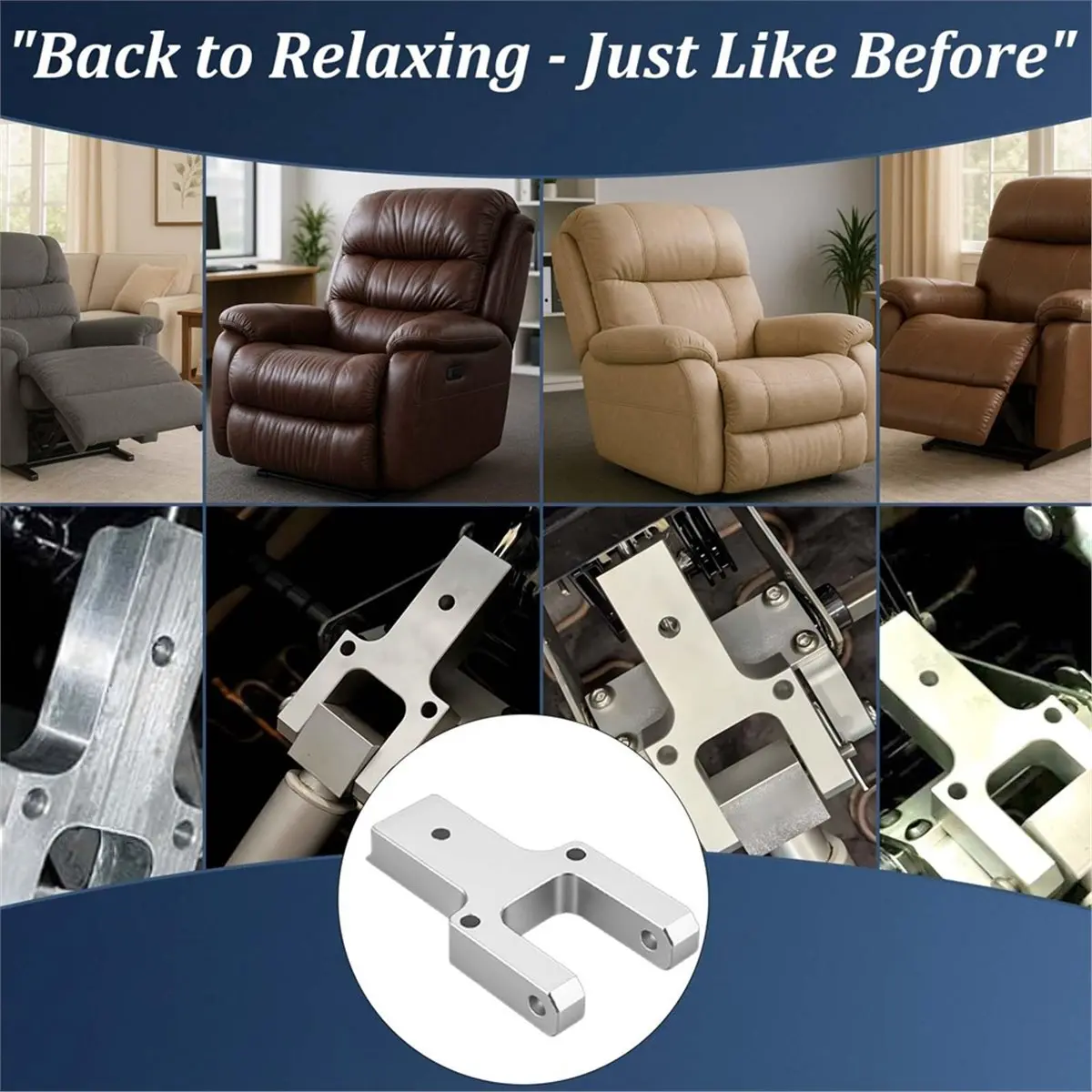 Metal Drive Toggle Connector and Drive Toggle and Clevis Mount Kit for La-Z-Boy/Lazyboy Power Recliners