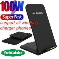 100W NEW QI wireless charger stand foldable phone stand for iphone 16 13 14 15 Pro XR XS 8 Samsung S22 S21 S20 S9 xiaomi huawei