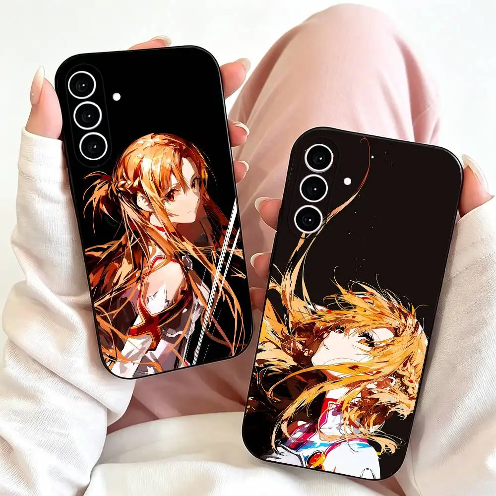 Anime Sword Art Online Asuna  Phone Case For Samsung Galaxy A73,A72,A71,A70,A53,A52,A51,Soft Silicone Black Cover